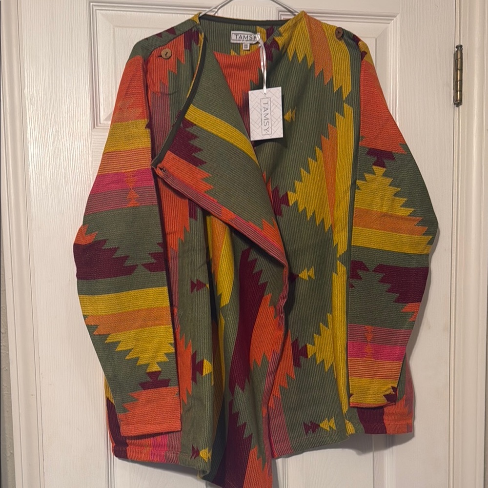 Colorful Geometric Patterned Women's Jacket - Picture 4 of 5
